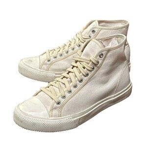 Ralph Lauren RRL Double RL Mens Size 6.5 Canvas High Sneakers Beige Casual Shoes
